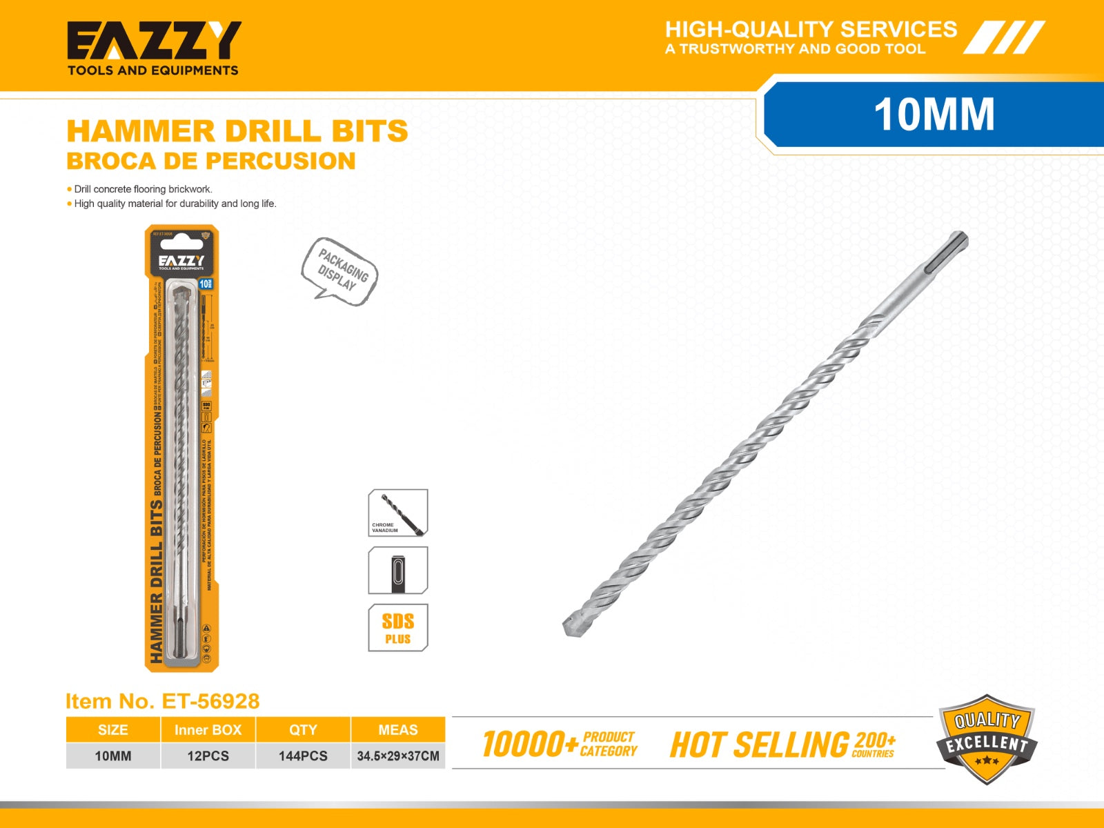 EAZZY Hammer Drill Bit – SDS Plus, Durable Carbide Tip