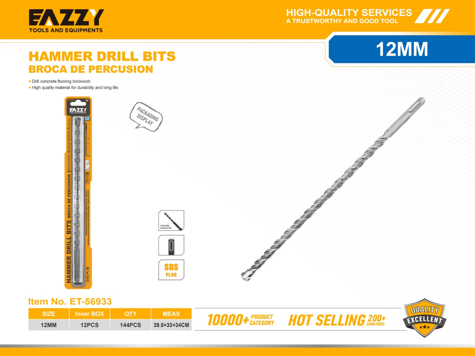 Hammer Drill Bit – Strong Carbide Tip, SDS Plus
