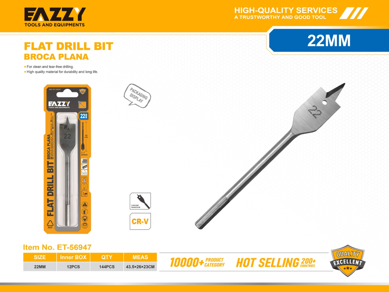 Flat Drill Bit – High Speed Wood Boring Bit for Precision Drilling