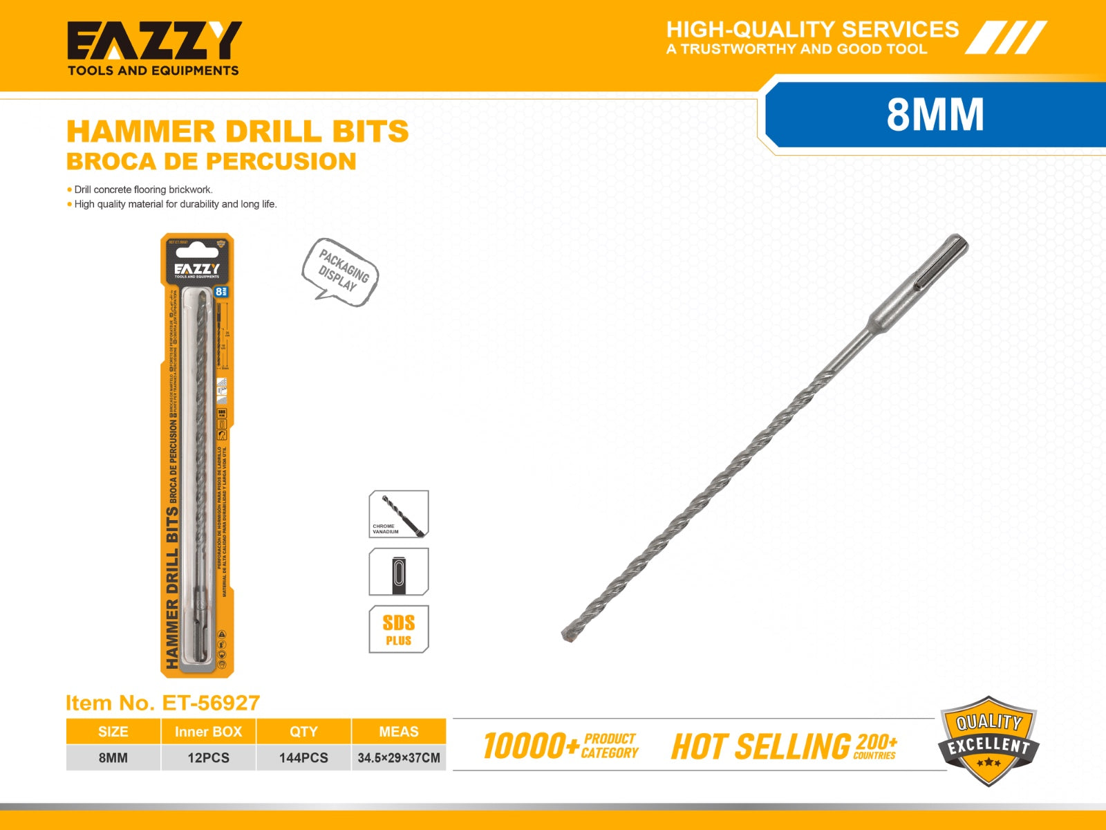 EAZZY Hammer Drill Bit – SDS Plus, Durable Carbide Tip
