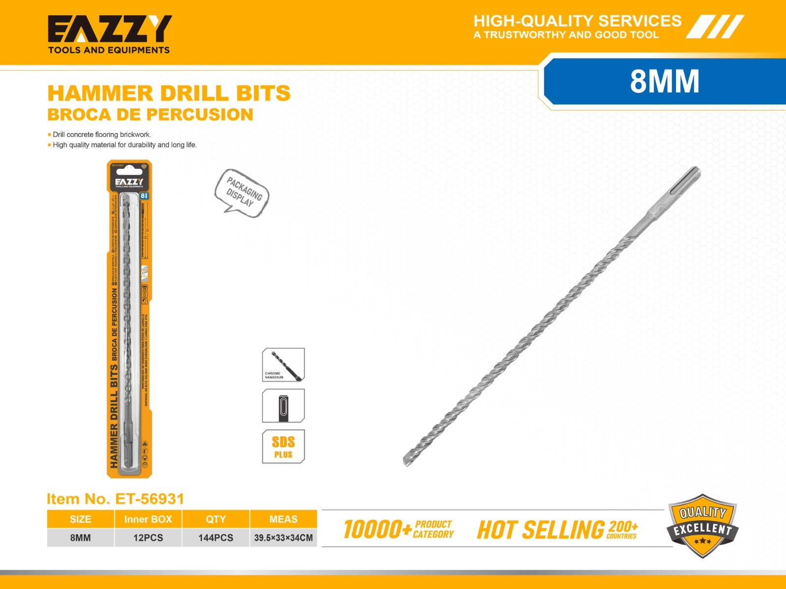 Hammer Drill Bit – Strong Carbide Tip, SDS Plus