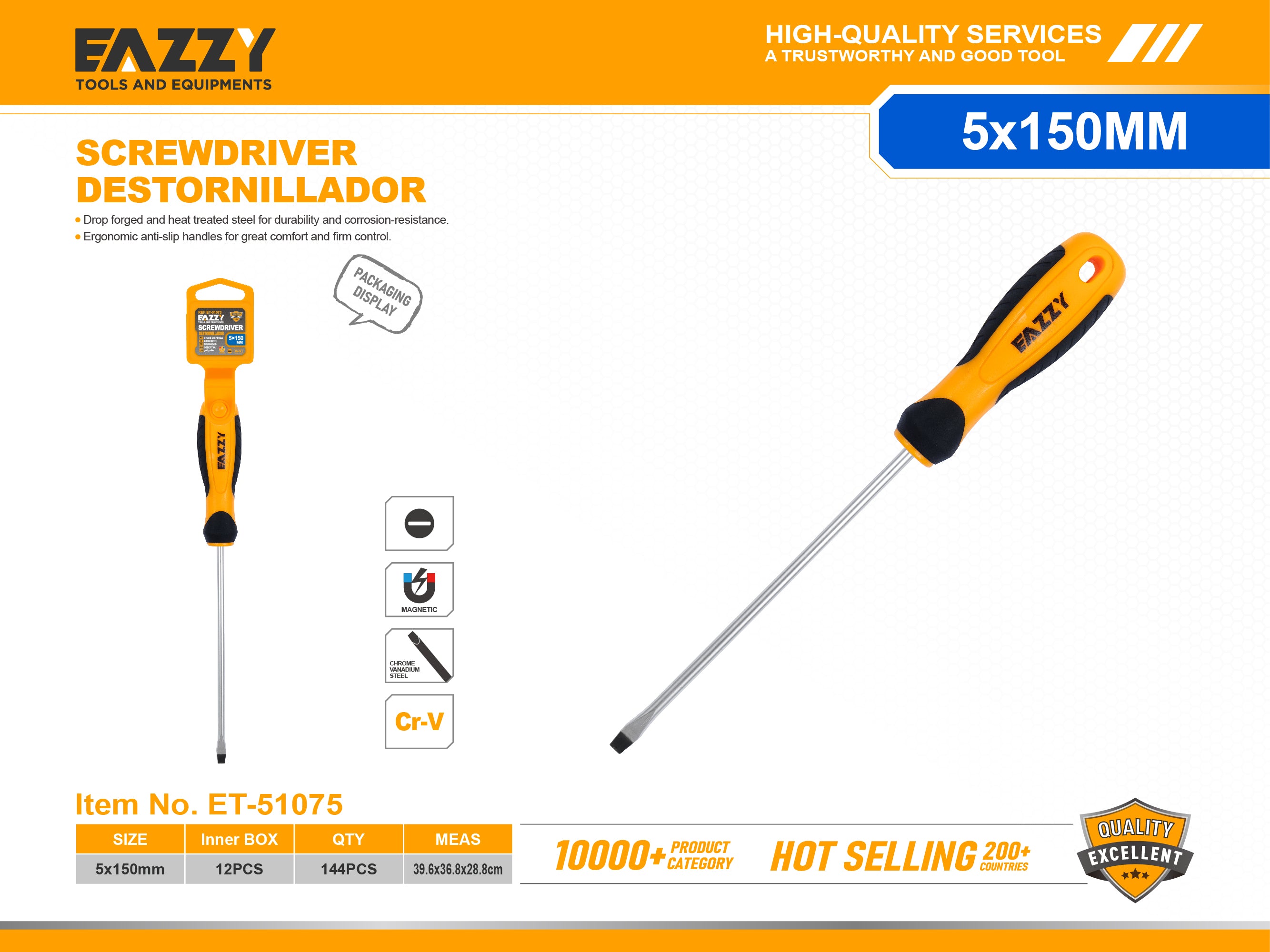 Flat Head Screwdriver – Durable Slotted Hand Tool for Precision Work