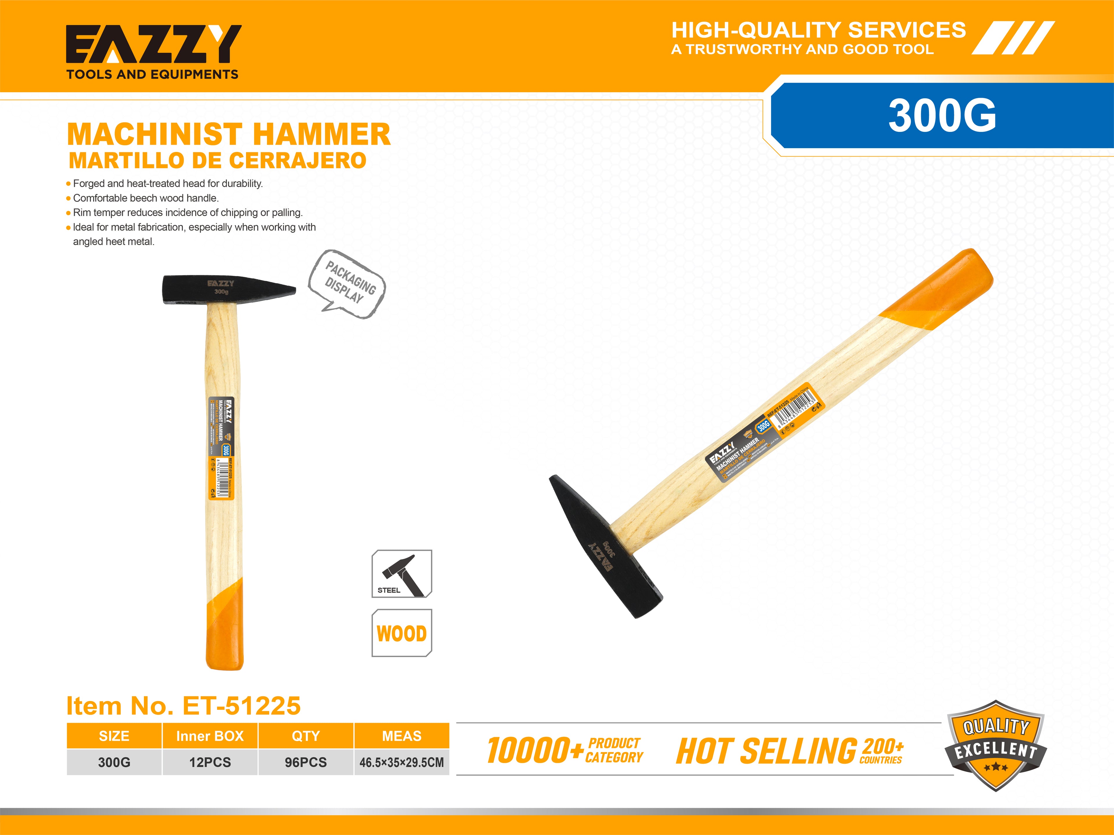 Machinist Hammer with Wooden Handle