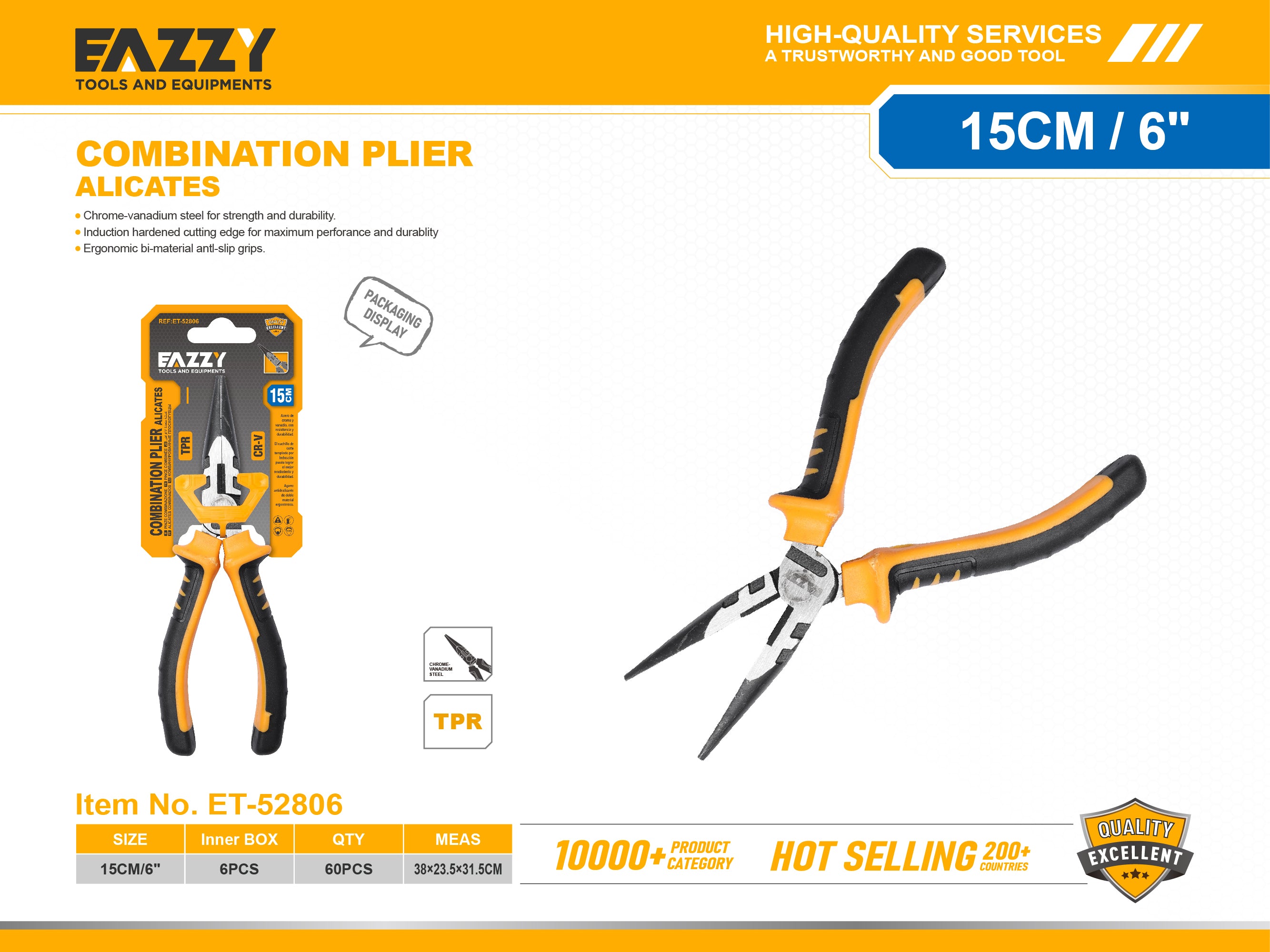 Long Nose Plier | Precision Grip Needle Nose Pliers for Electrical, Jewelry & DIY Work