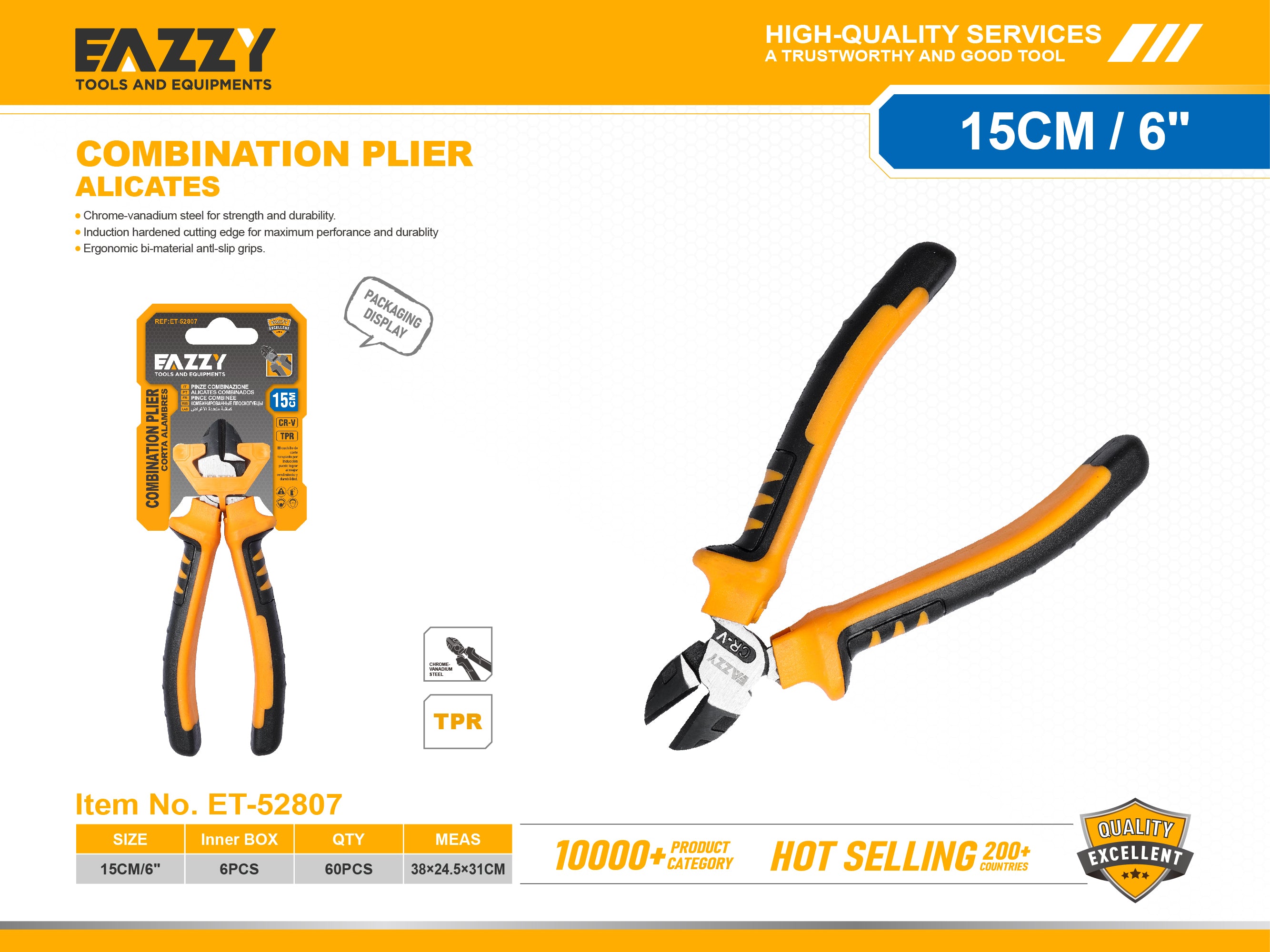 Heavy Duty Cutting Plier | CR-V Steel Wire Cutter with Ergonomic Anti-Slip Grip