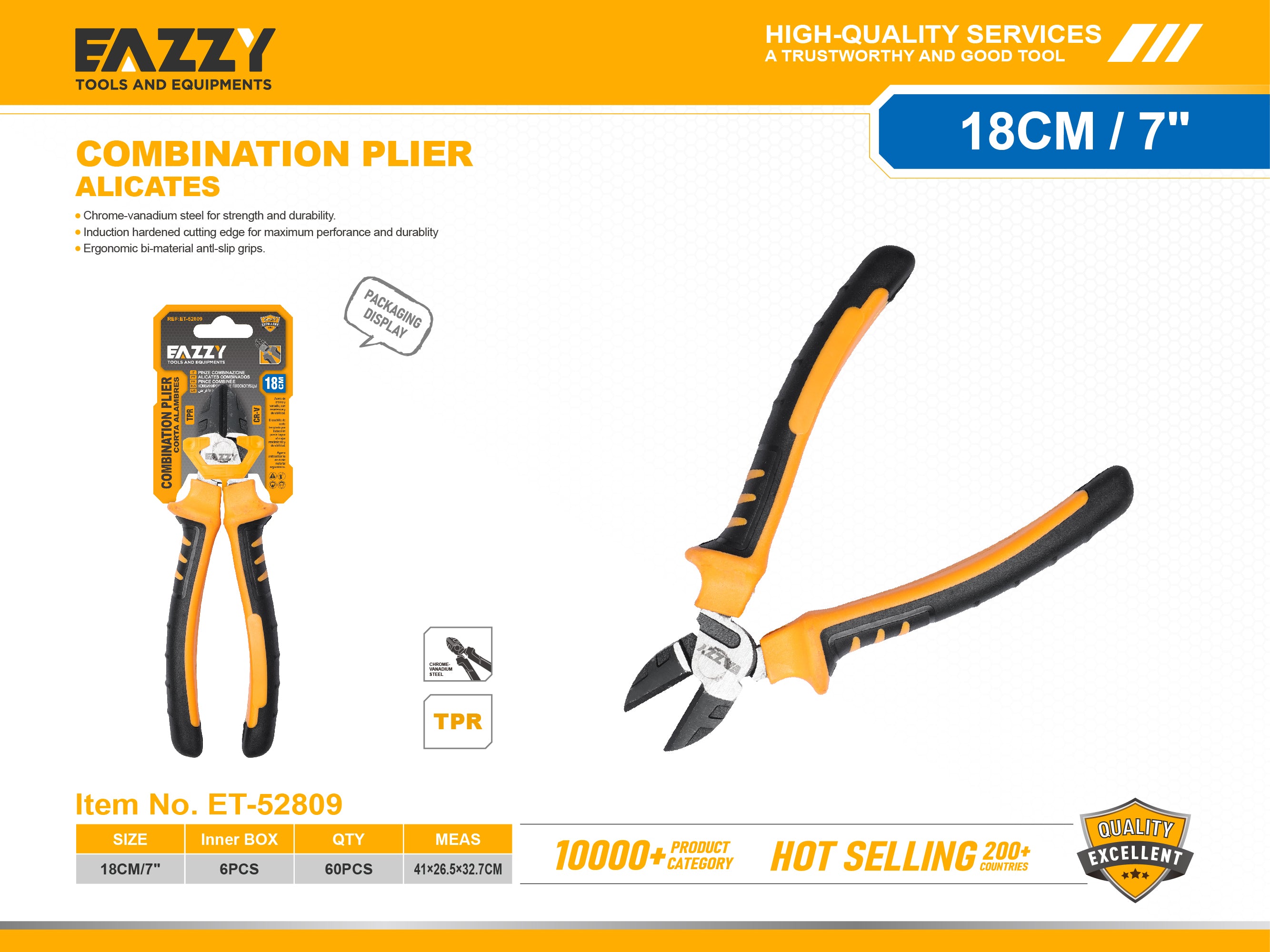 Heavy Duty Cutting Plier | CR-V Steel Wire Cutter with Ergonomic Anti-Slip Grip