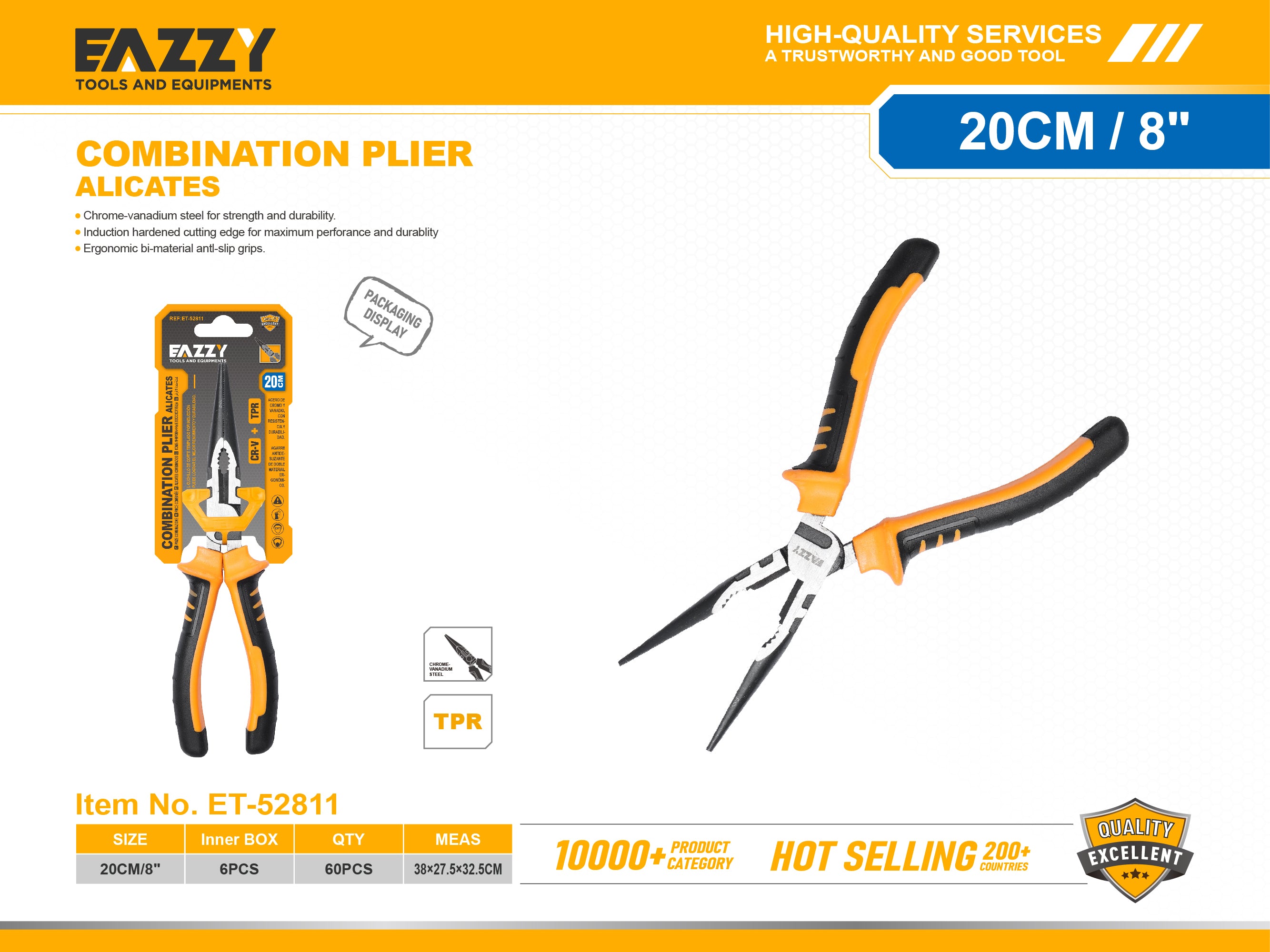 Long Nose Plier | Precision Grip Needle Nose Pliers for Electrical, Jewelry & DIY Work
