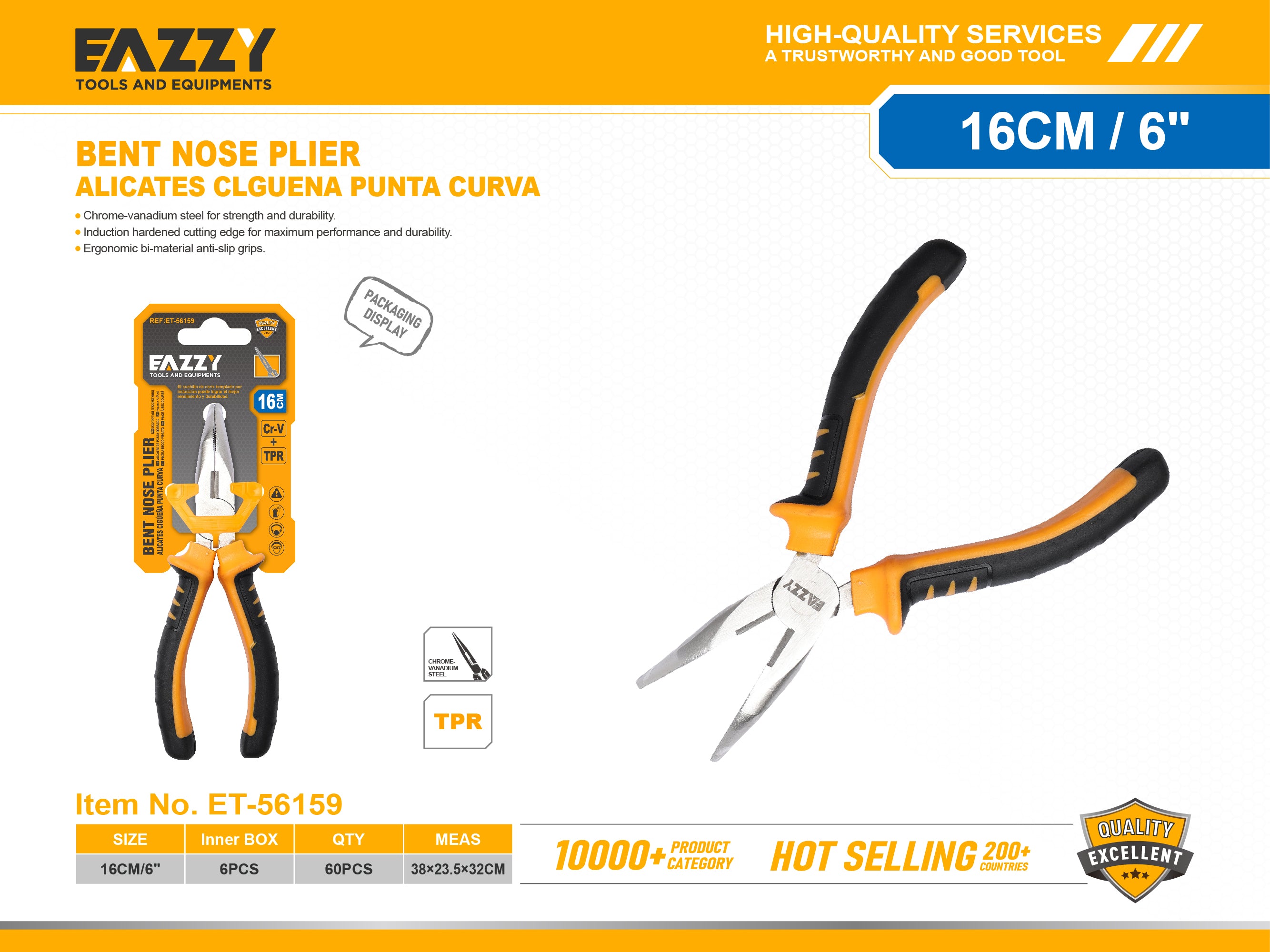 Professional Bent Nose Pliers – Precision Grip Tool for Jewelry Making, Electronics & Repair Work ET-56159