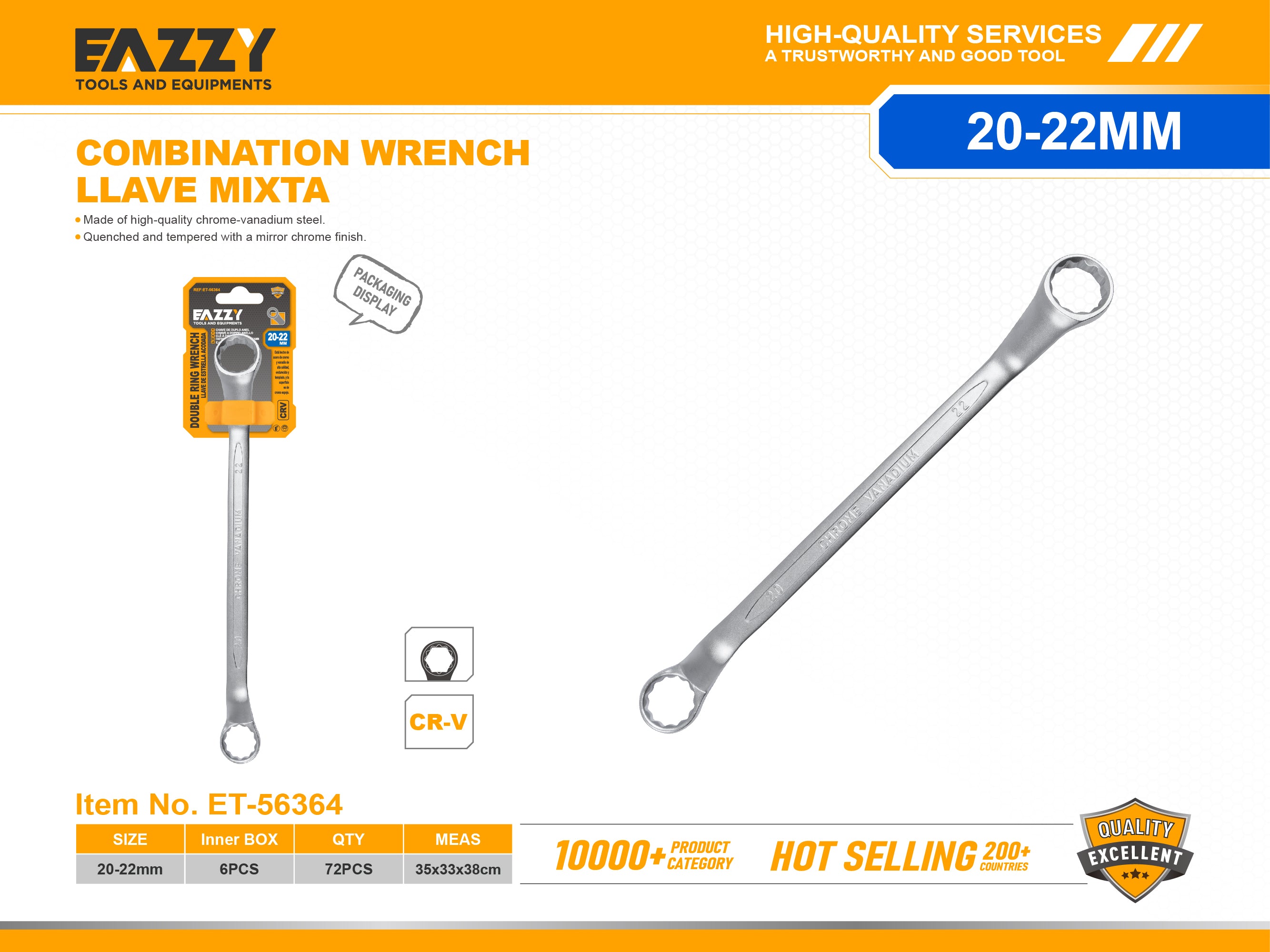 Heavy-Duty Double Ring Wrench | Chrome Vanadium Steel | Precision Fit & High Torque