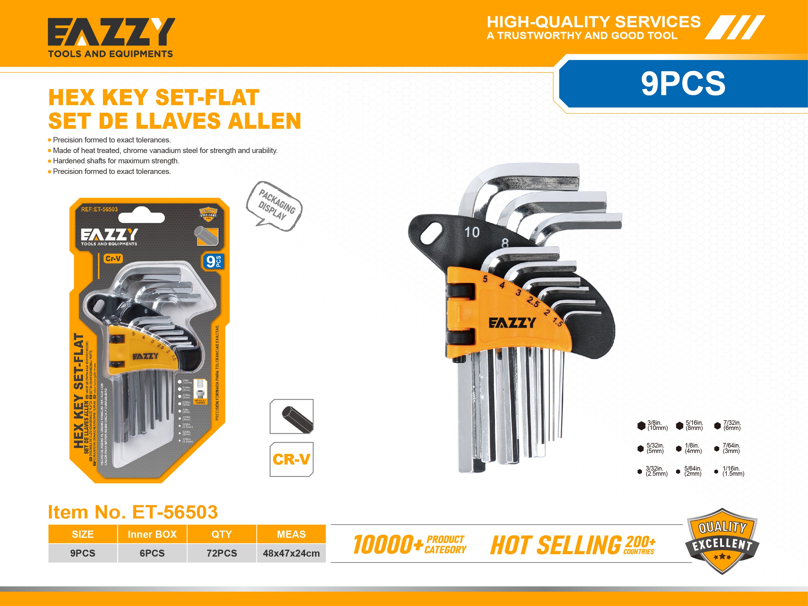 Premium Hex Key Set (Allen Key Set) | Hardened Steel L-Type Wrenches | Metric Sizes | Durable & Rust Resistant