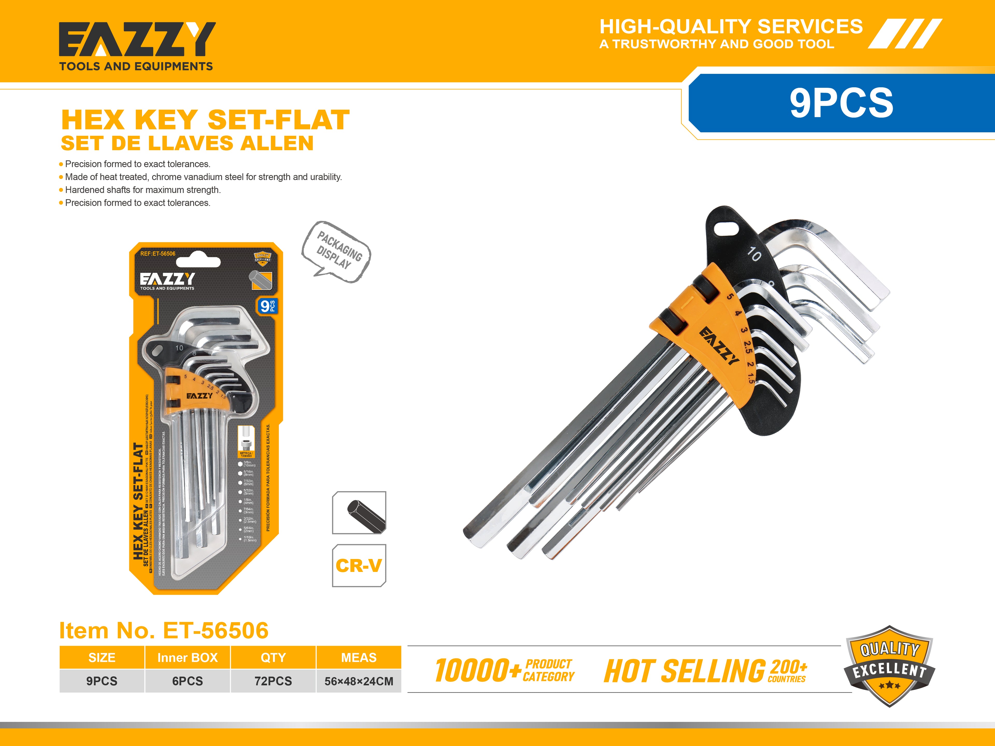 Premium Hex Key Set (Allen Key Set) | Hardened Steel L-Type Wrenches | Metric Sizes | Durable & Rust Resistant