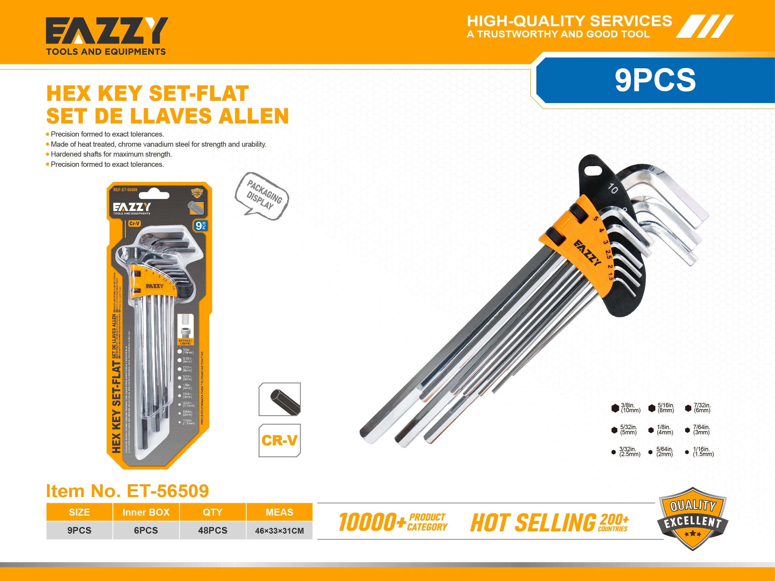 Premium Hex Key Set (Allen Key Set) | Hardened Steel L-Type Wrenches | Metric Sizes | Durable & Rust Resistant