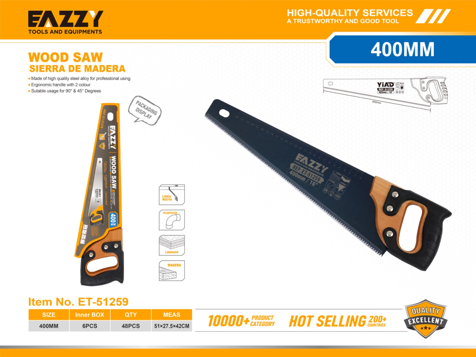Wood Saw with Wooden Handle – Heavy-Duty Hand Saw for Wood Cutting