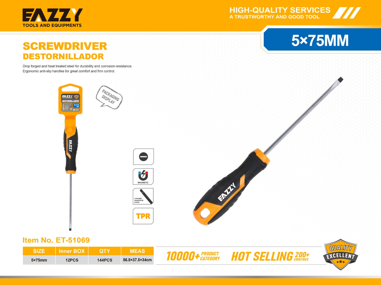 Flat Head Screwdriver – Durable Slotted Hand Tool for Precision Work